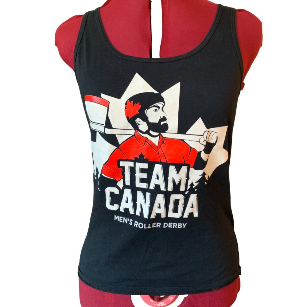 VINTAGE - Roller derby Team Canada black tank top - Ladies Small